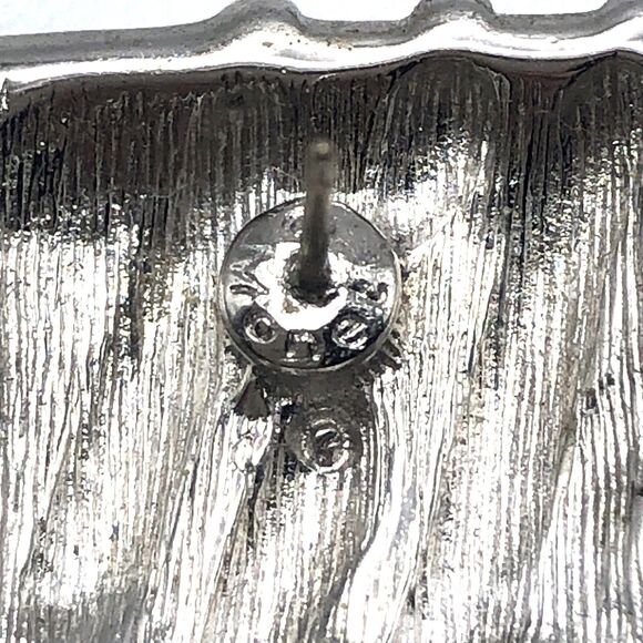 Vintage Rhinestone Costume Earrings Silver Monet Square Statement Fashion - Picture 3 of 3